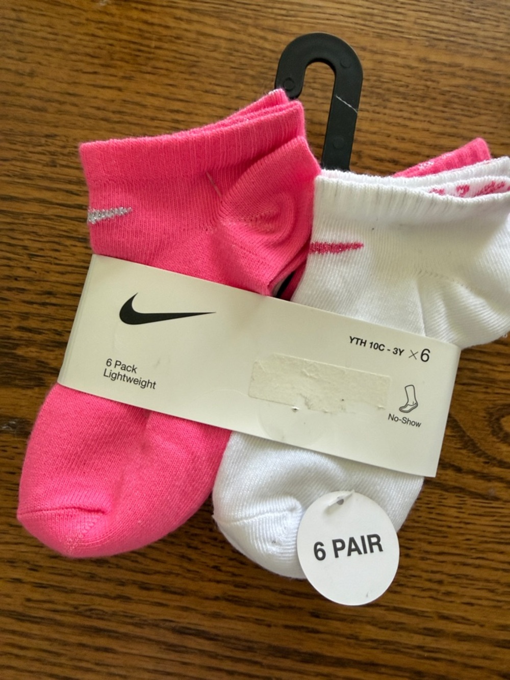 Nike Youth No Show Socks 6 Pack Pink White Lightweight 10C-3Y NWT